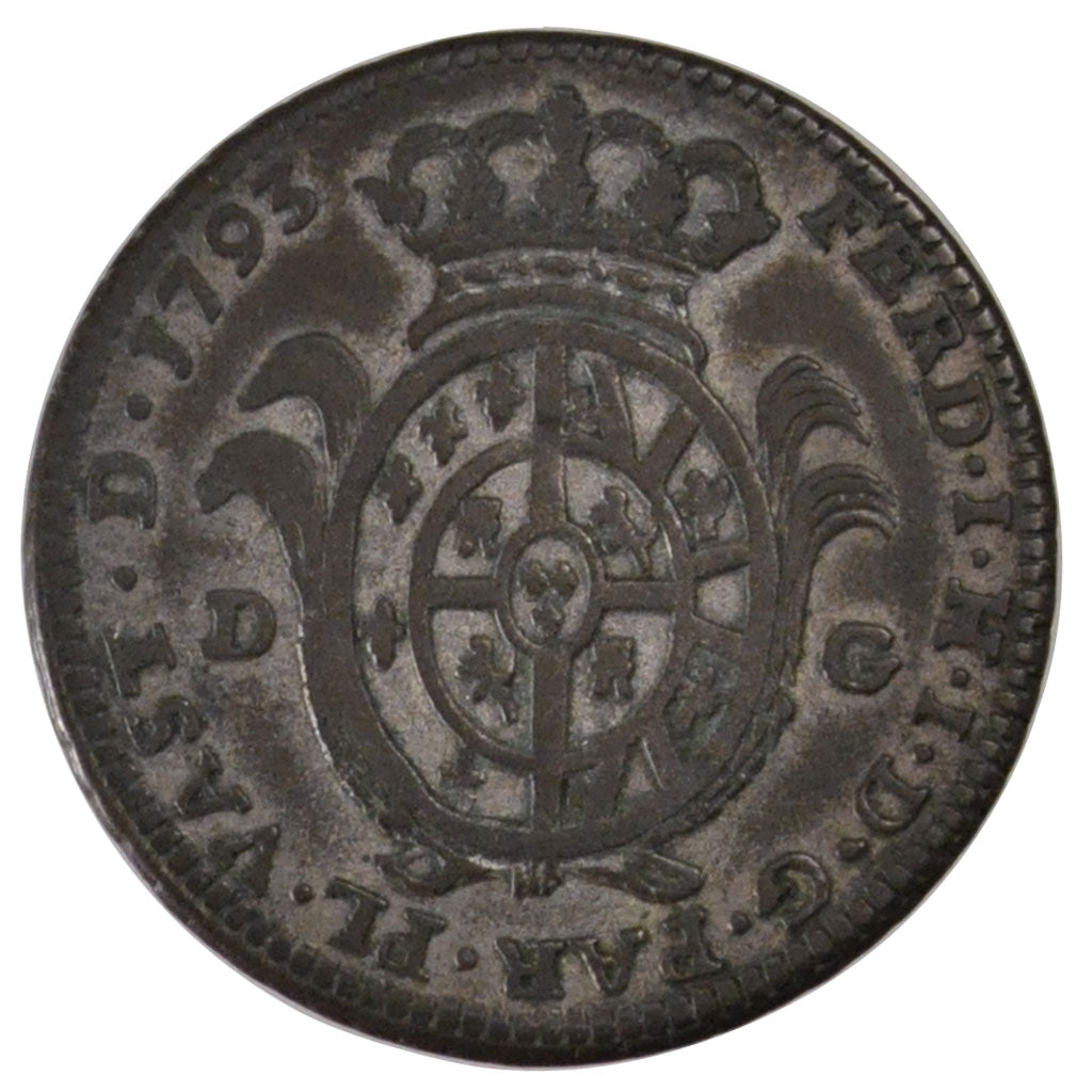 ITALIAN STATES, 20 Soldi, 1793, KM #7, EF(40-45), Billon, 3.82