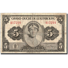 Billete, 5 Francs, Undated (1944), Luxemburgo, KM:43b, Undated (1944), BC+