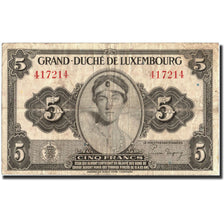 Banconote, Lussemburgo, 5 Francs, Undated (1944), KM:43b, Undated (1944), MB+