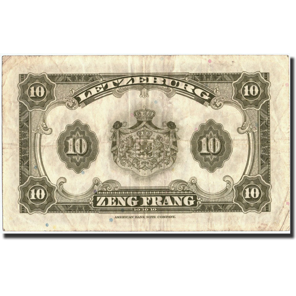 Geldschein, Luxemburg, 10 Francs, Undated (1944), Undated (1944), KM:44a, S+