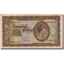Luxembourg, 20 Frang, 1943, KM:42a, 1943, TB+