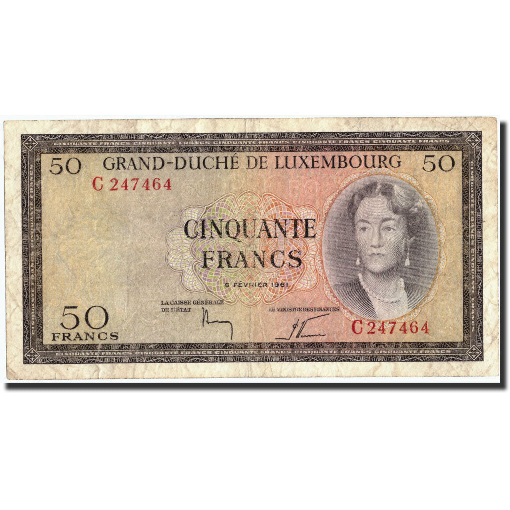 Banconote, Lussemburgo, 50 Francs, 1961, KM:51a, 1961-02-06, MB+