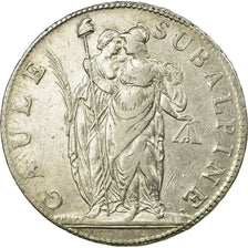 Coin, ITALIAN STATES, PIEDMONT REPUBLIC, 5 Francs, 1801, EF(40-45), Silver, KM:4