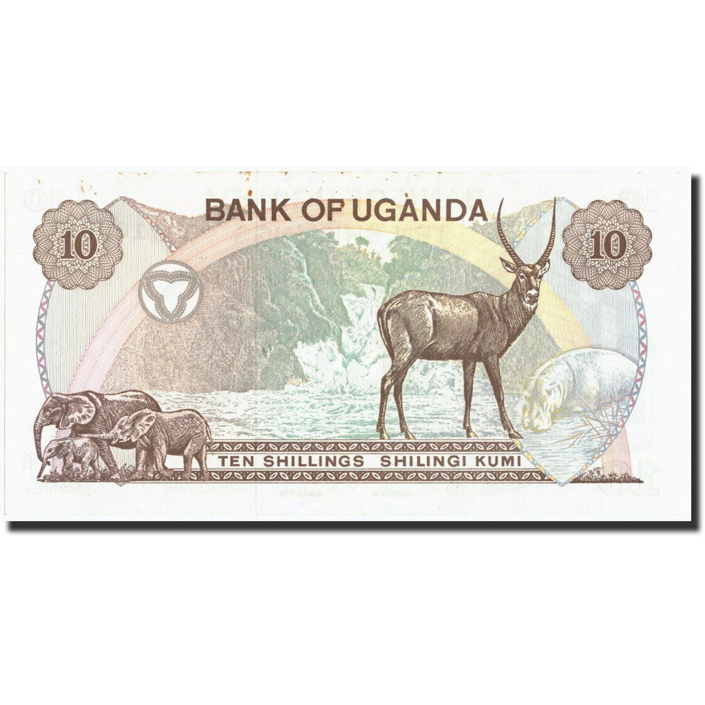 Geldschein, Uganda, 10 Shillings, Undated (1982), Undated, KM:16, UNZ