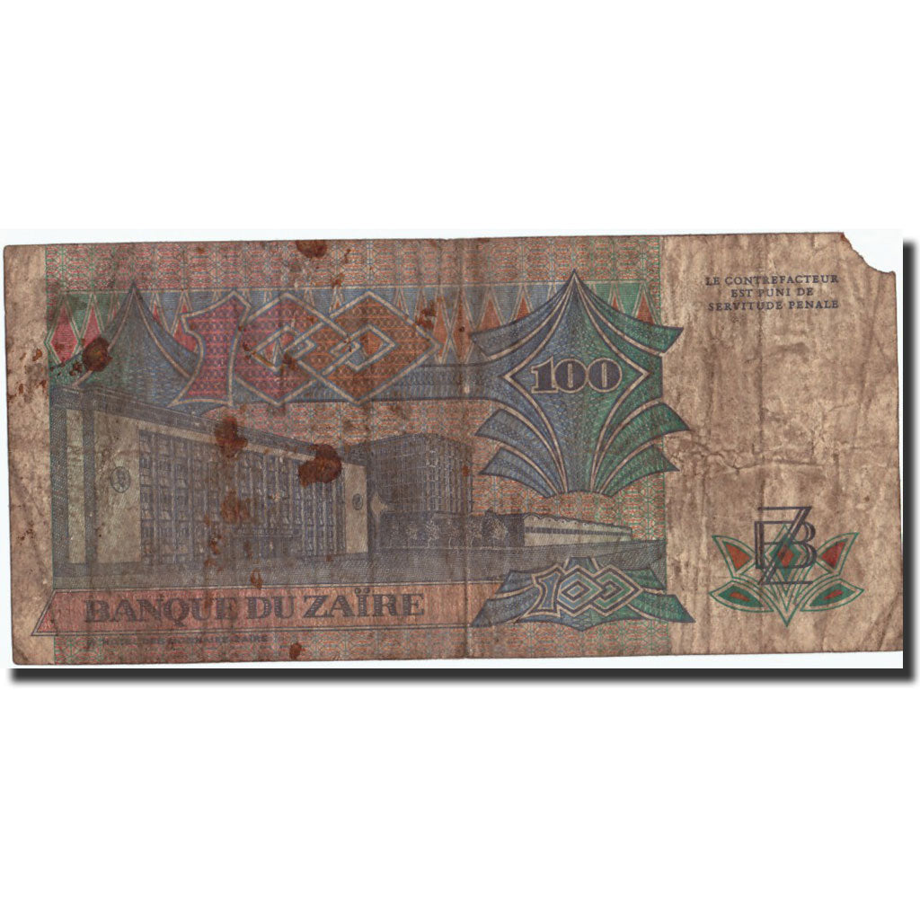 Banknot, Zaire, 100 Zaïres, 1988, 1988-10-14, KM:33a, AG(1-3)