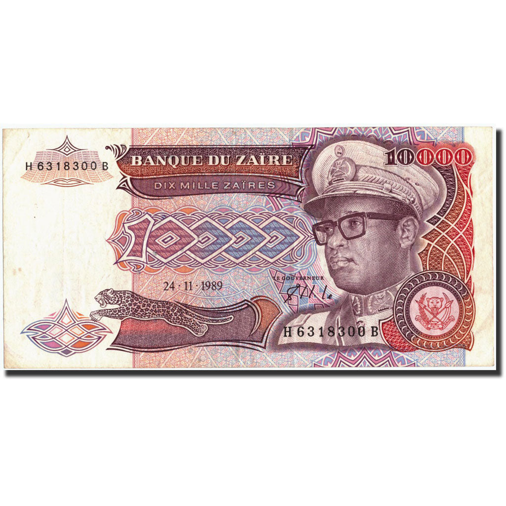 Zaire, 10,000 Zaïres, 1989, 1989-11-24, KM:38a, BB