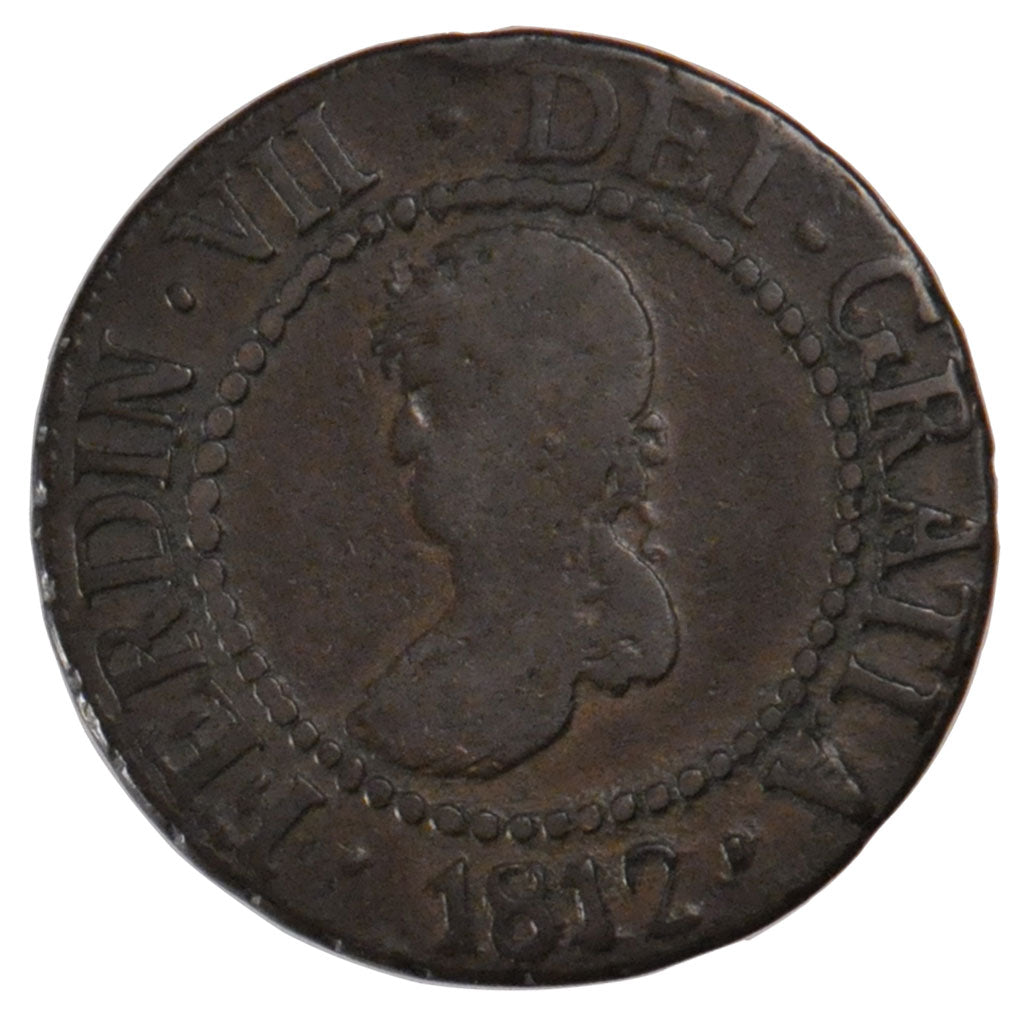 Spain, 12 Diners, 1812, Majorque, KM #C#L51, VF(20-25), Copper, 6.85