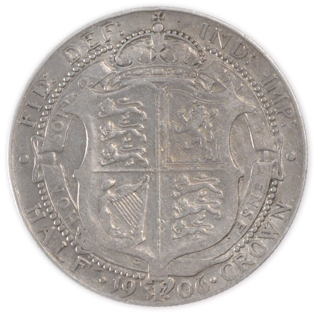 GREAT BRITAIN, 1/2 Crown, 1906, KM #802, VF(30-35), Silver, 32.3, 13.97