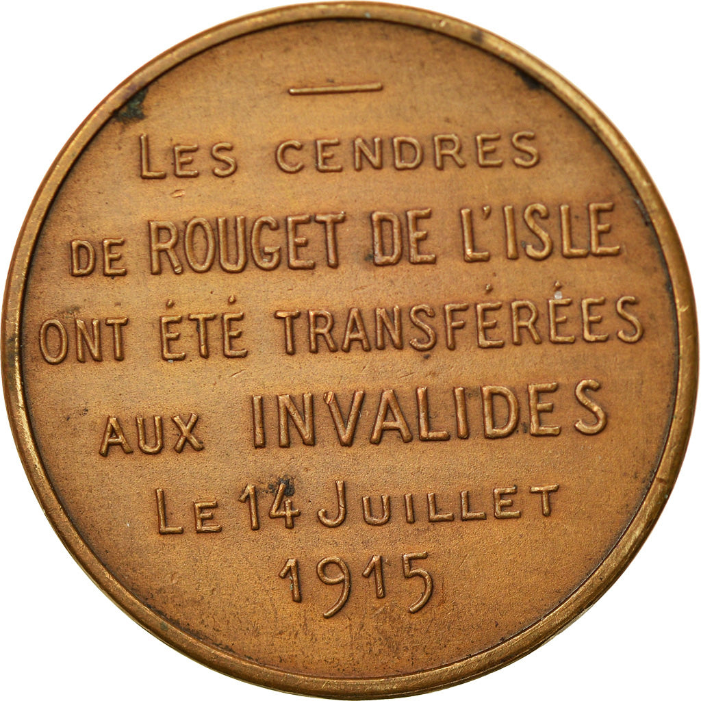 France, Medal, Les Cendres de Rouget de l'Isle aux Invalides, 1915, David