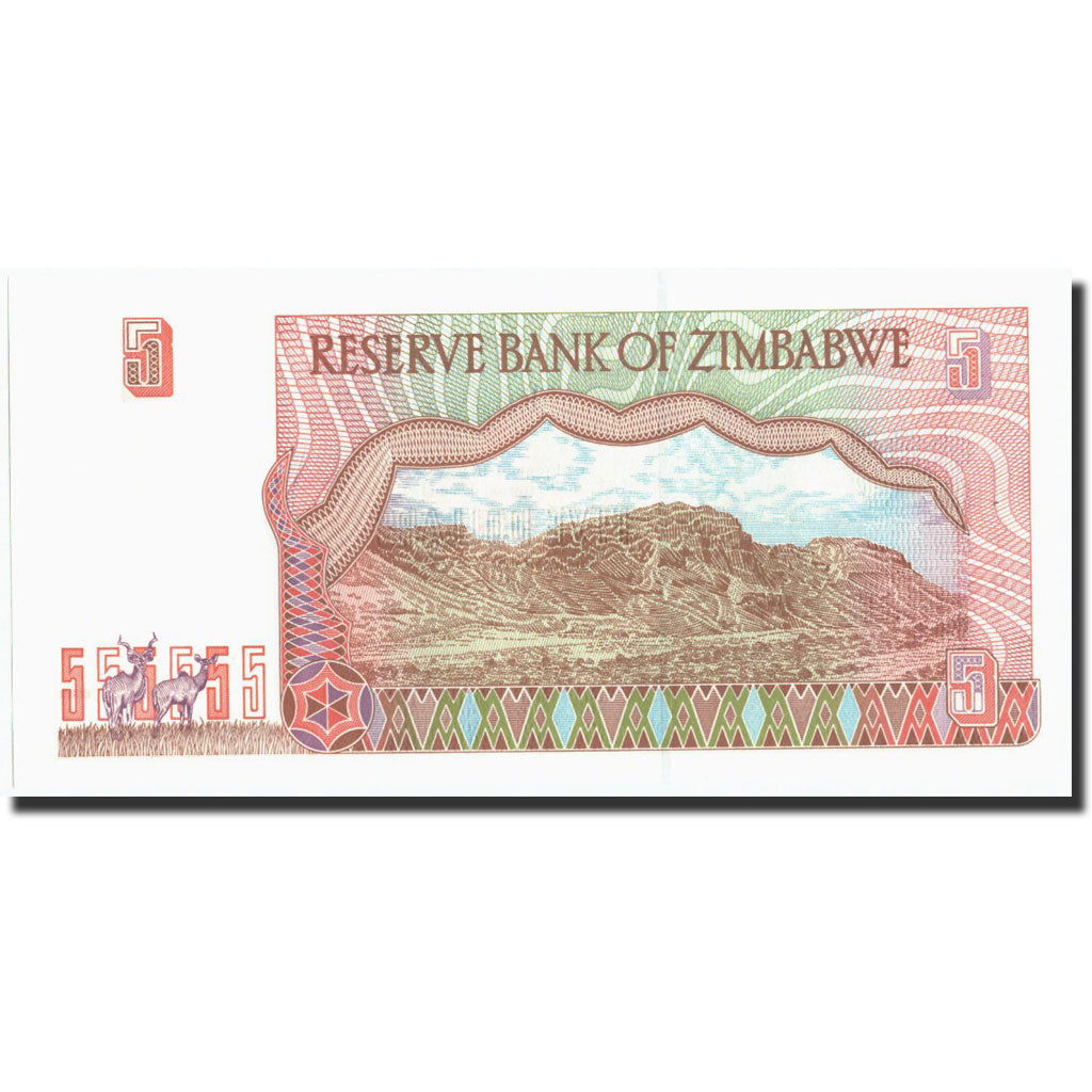 Banknote, Zimbabwe, 5 Dollars, 1997, 1997, KM:5a, UNC(65-70)