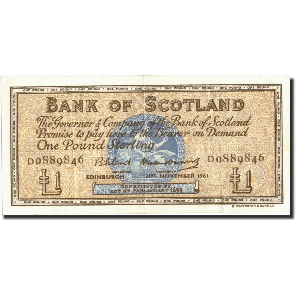 Biljet, Schotland, 1 Pound, 1961, 1961-11-21, KM:102b, TTB+