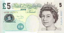 Billete, 5 Pounds, 2002, Gran Bretaña, KM:391c, 2002, UNC