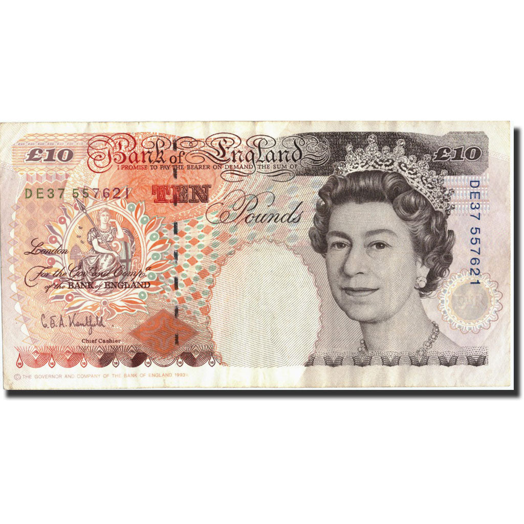 Großbritannien, 10 Pounds, 1993-2000, KM:386a, 1993-2000, S+