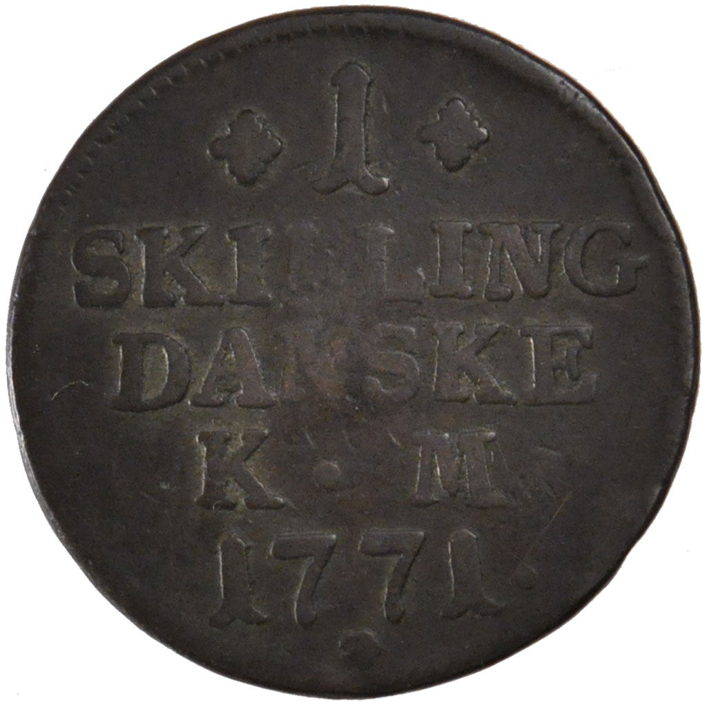 Coin, Denmark, Christian VII, Skilling, 1771, VF(30-35), Copper, KM:616.1