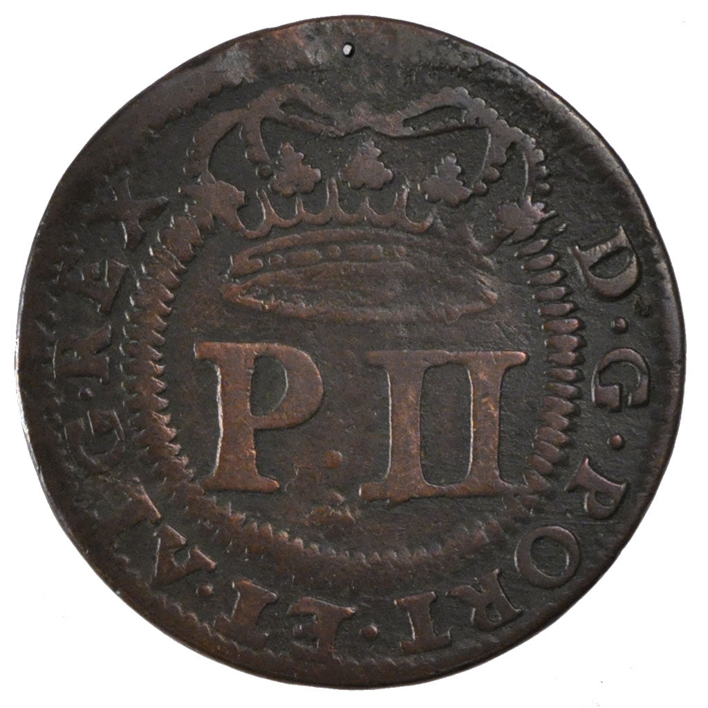 PORTUGAL, 10 Reis, X; 1/2 Vinten, 1703, KM #168, VF(20-25), Copper, 14.69