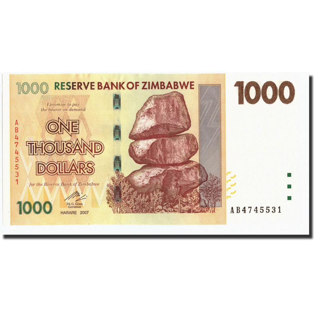 Biljet, Zimbabwe, 1000 Dollars, 2008, 2008-08-01, KM:71, NIEUW