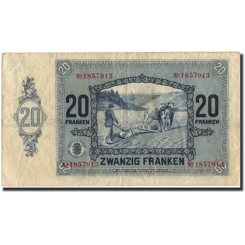 Luxemburg, 20 Francs, 1929, 1929-10-01, KM:37a, S