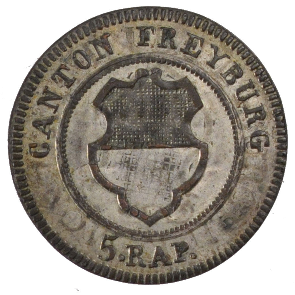 Coin, SWISS CANTONS, FREIBURG, 5 Rappen, 1830, AU(55-58), Billon, KM:87