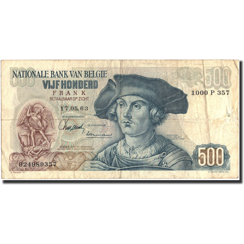 Belgio, 500 Francs, 1963, KM:135a, 1963-05-17, B