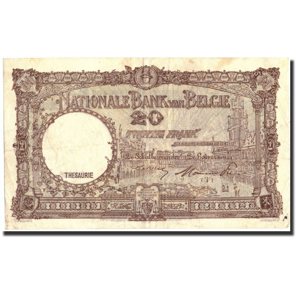 Billete, 20 Francs, 1948, Bélgica, KM:116, 1948-09-01, BC