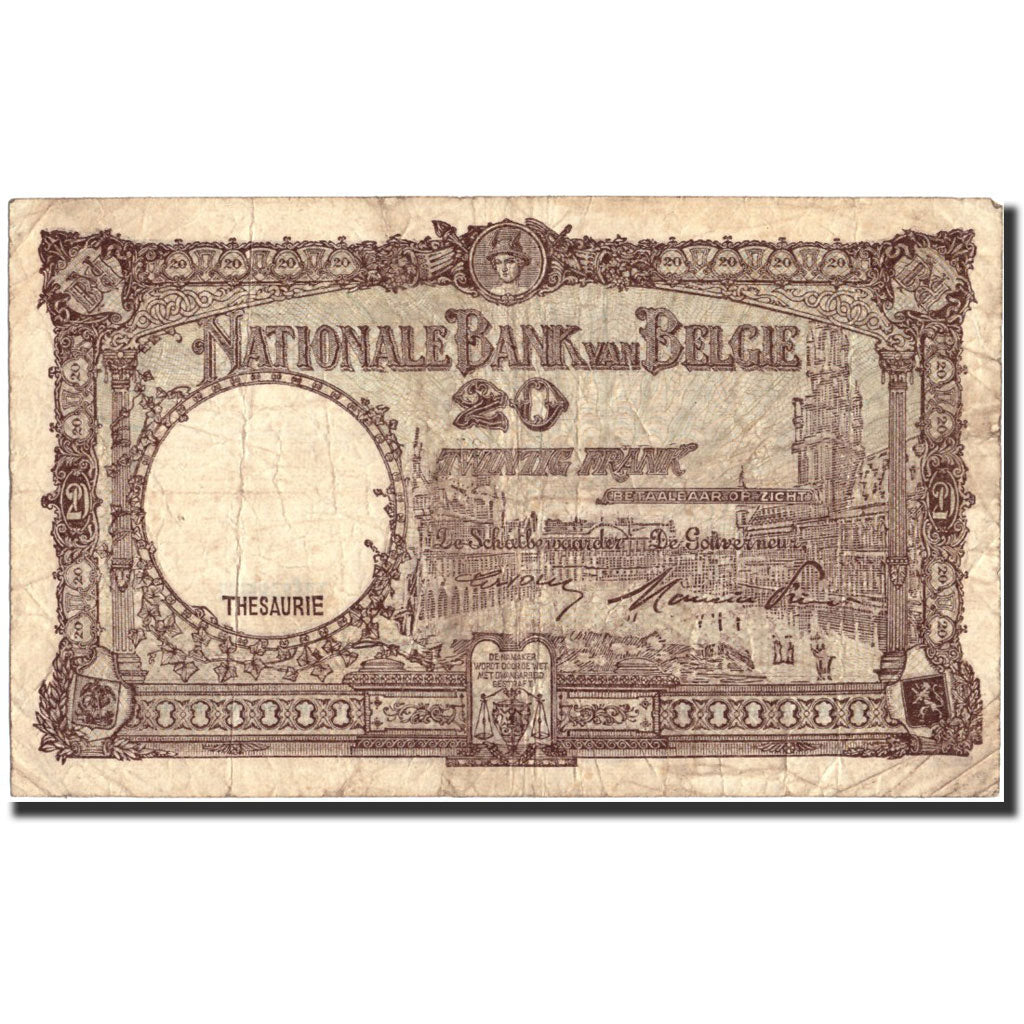 Billete, 20 Francs, 1947, Bélgica, KM:111, 1947-06-07, BC