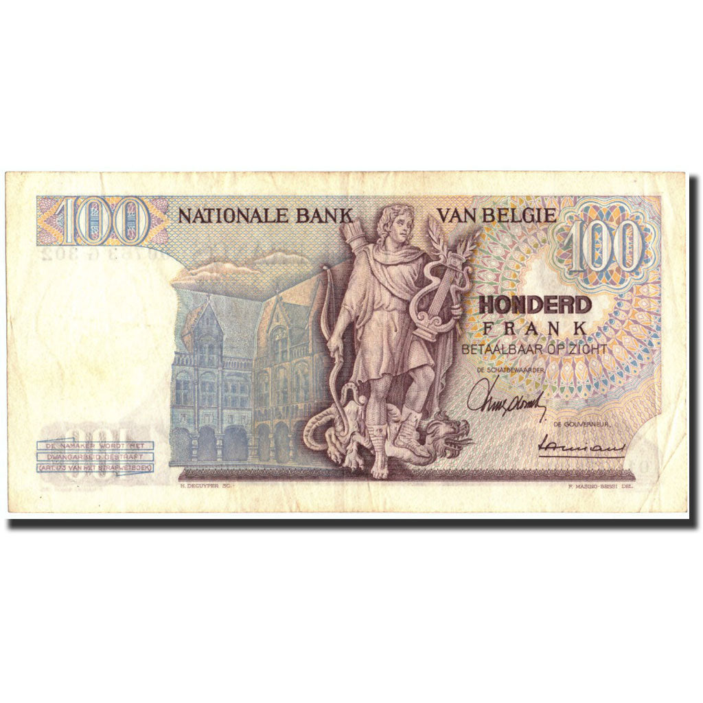 Belgio, 100 Francs, 1962, KM:134a, 1962-08-07, BB+