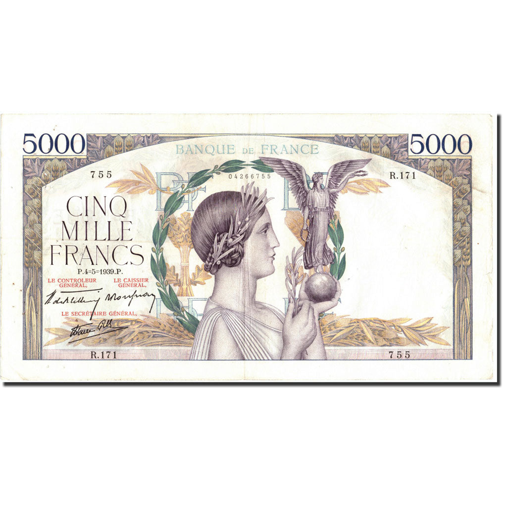 Francia, 5000 Francs, 1939, KM:97a, 1939-05-04, BC, Fayette:46.5