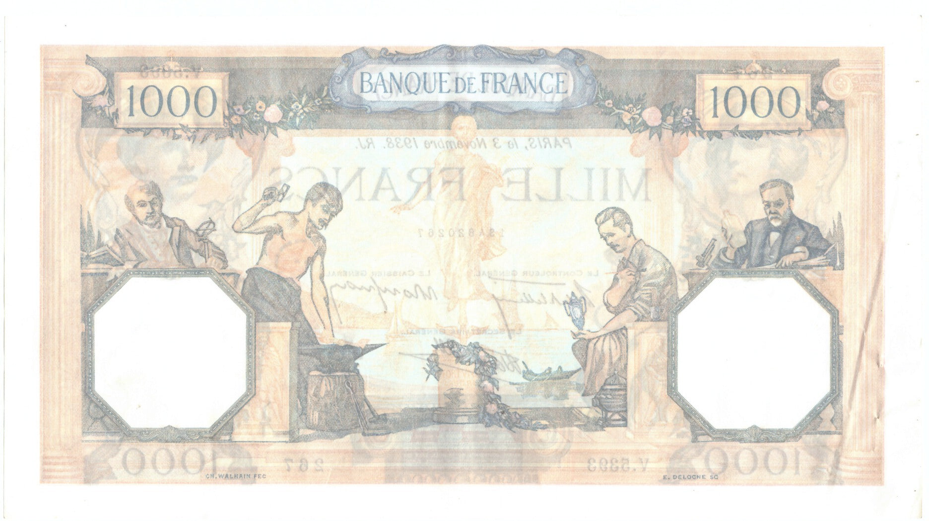 Billete, Francia, 1000 Francs, 1932, 1938-11-03, EBC, Fayette:38.32, KM:90c