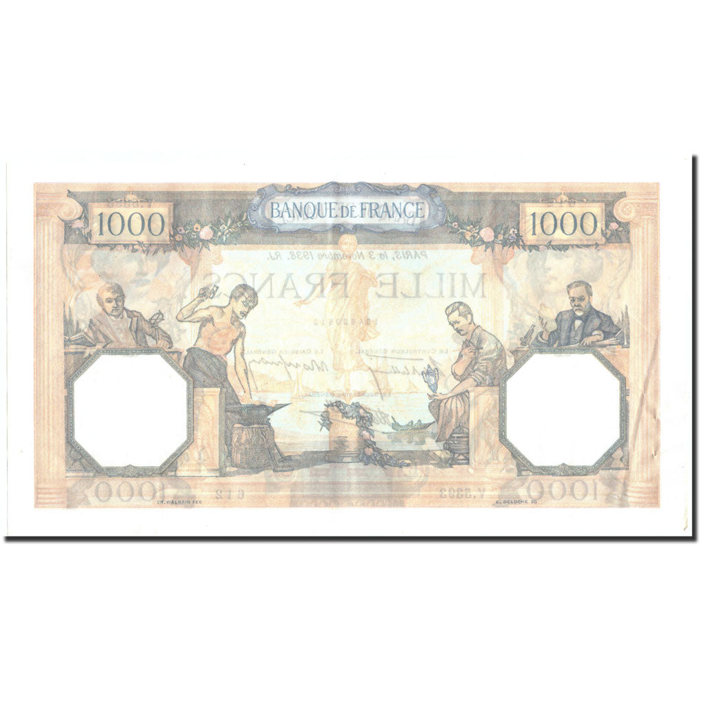 Geldschein, Frankreich, 1000 Francs, 1938, 1938-11-03, VZ, Fayette:38.32, KM:90c