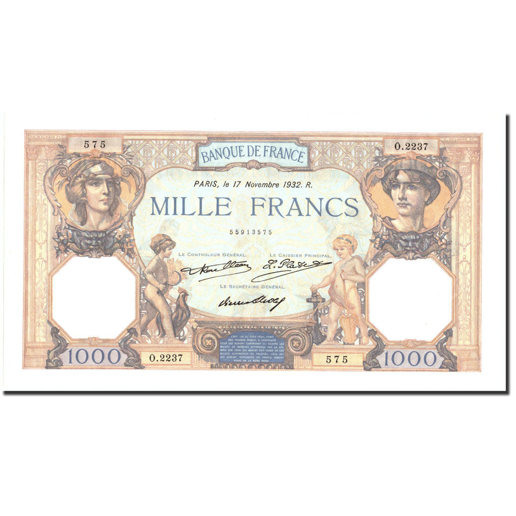 Geldschein, Frankreich, 1000 Francs, 1932, 1932-11-17, VZ, Fayette:37.7, KM:67g