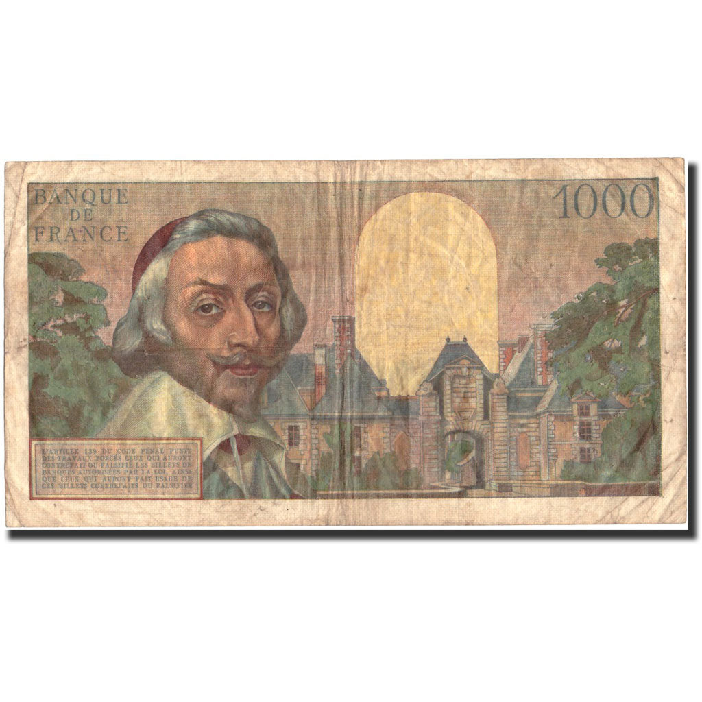 Francia, 1000 Francs, 1955, KM:134a, 1955-06-02, BC, Fayette:42.14
