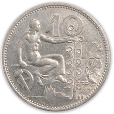 CZECHOSLOVAKIA, 10 Korun, 1930, KM #15, AU(50-53), Silver, 30, 10.06