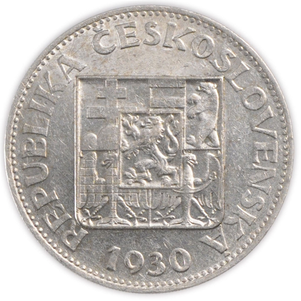 CZECHOSLOVAKIA, 10 Korun, 1930, KM #15, AU(50-53), Silver, 30, 10.06