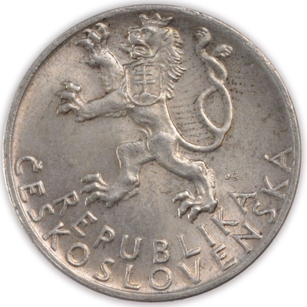 CZECHOSLOVAKIA, 50 Korun, 1947, KM #24, MS(60-62), Silver, 28, 10.00