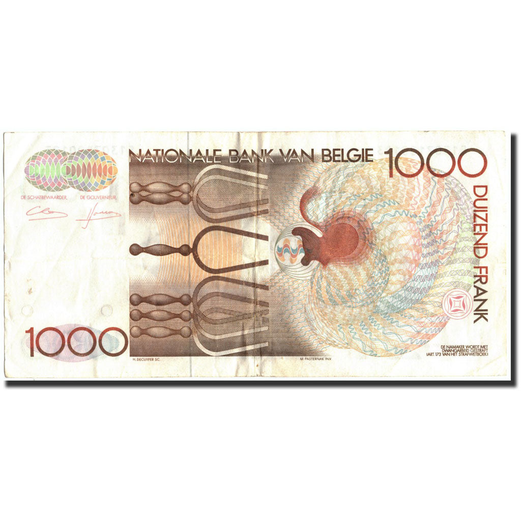 Banknote, Belgium, 1000 Francs, Undated (1980-96), Undated, KM:144a, VF(30-35)