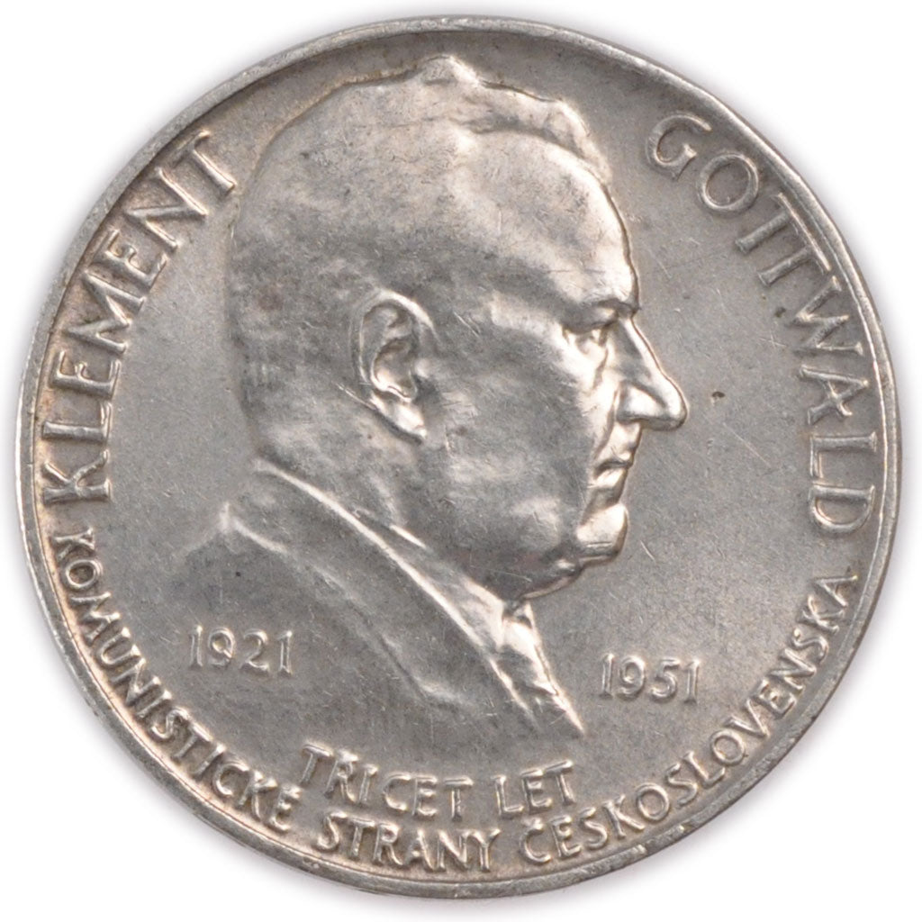 CZECHOSLOVAKIA, 100 Korun, 1951, KM #33, MS(60-62), Silver, 31, 14.01