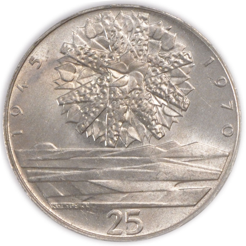 Coin, Czechoslovakia, 25 Korun, 1970, MS(60-62), Silver, KM:69
