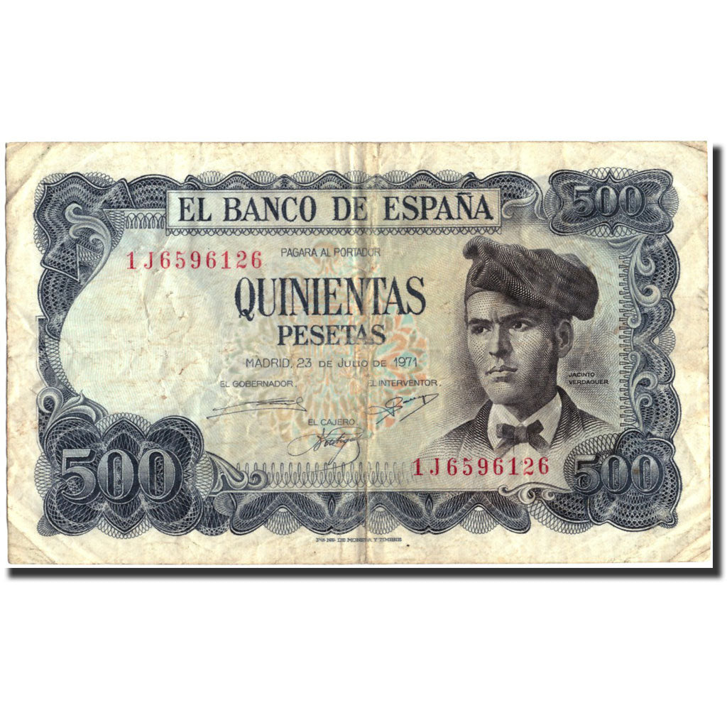 Banknot, Hiszpania, 500 Pesetas, 1971, 1971-07-23, KM:153a, VF(30-35)