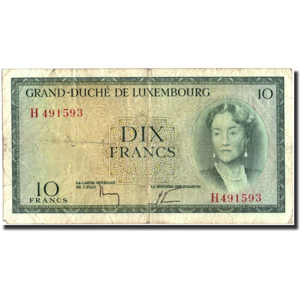 Banknote, Luxembourg, 10 Francs, Undated (1954), Undated, KM:48a, VF(20-25)