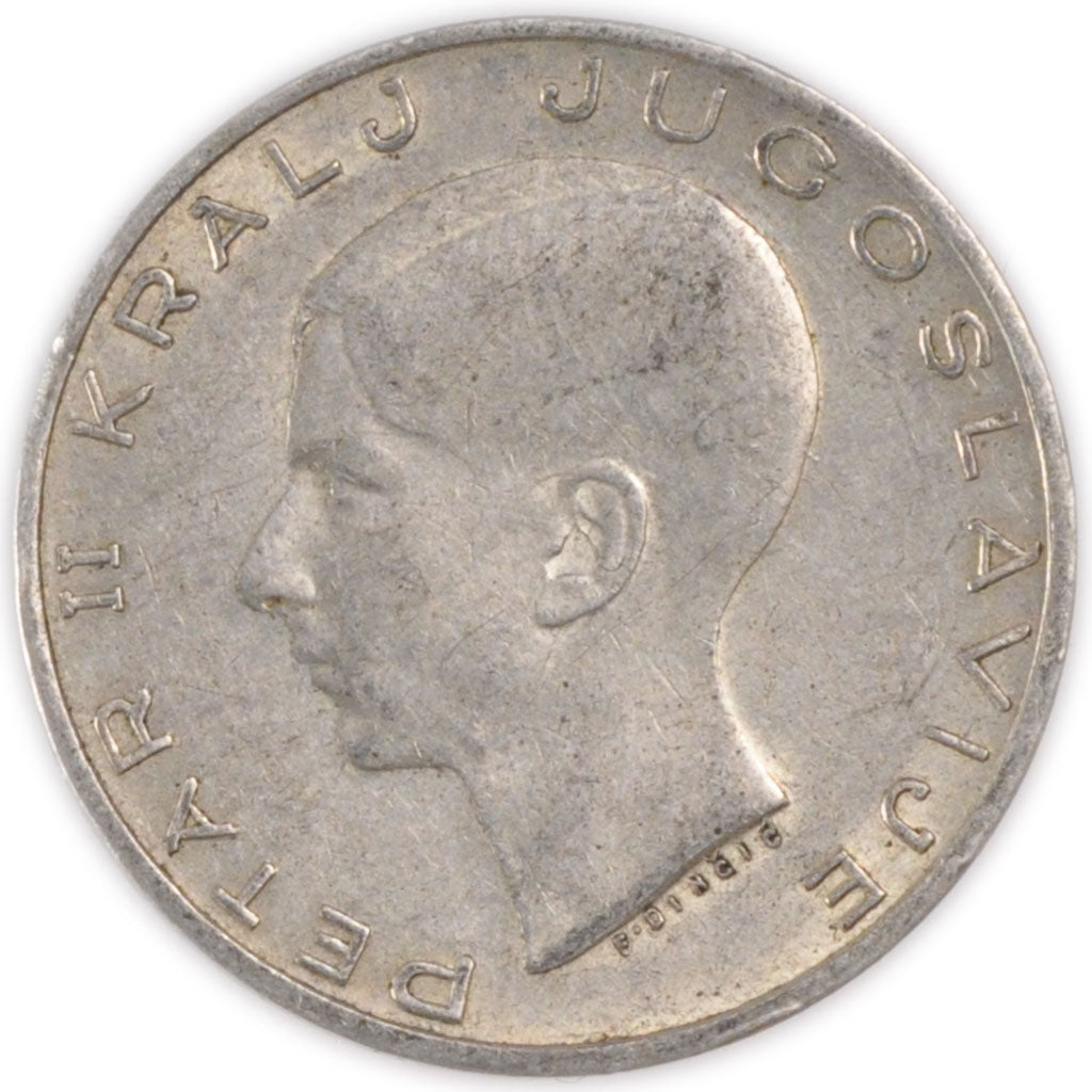 YUGOSLAVIA, 20 Dinara, 1938, KM #23, AU(55-58), Silver, 27, 8.98