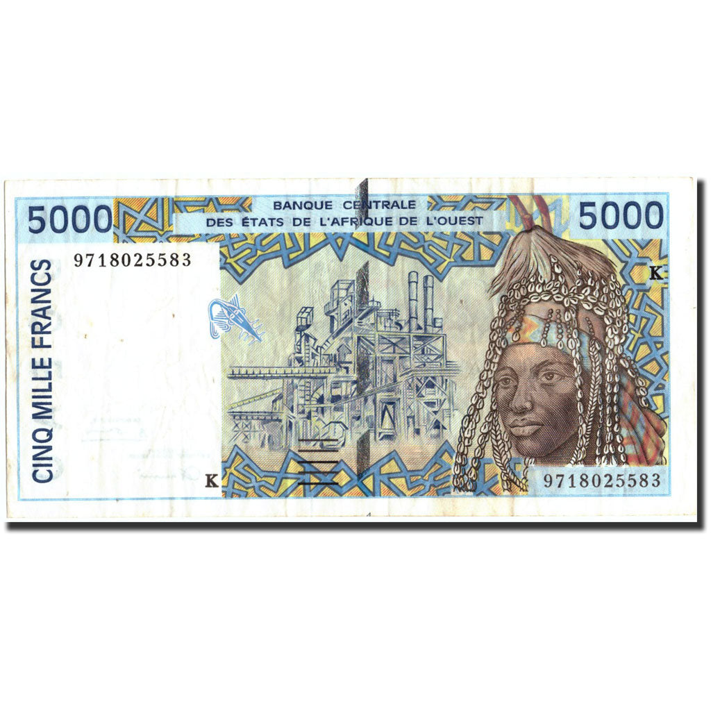 Banknote, West African States, 5000 Francs, 1997, 1997, KM:713Kf, VF(30-35)