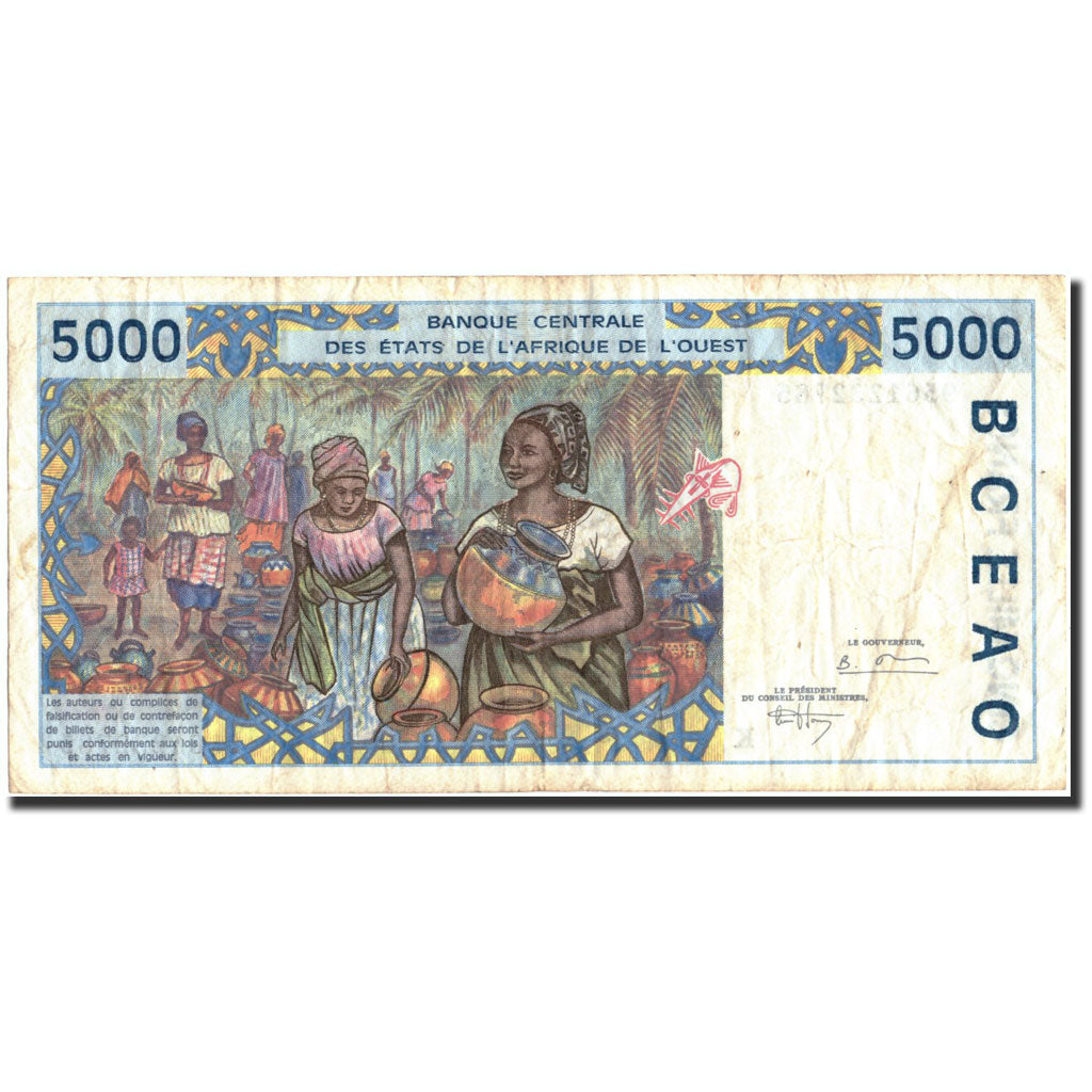 Billet, West African States, 5000 Francs, 1995, 1995, KM:713Kd, TB+
