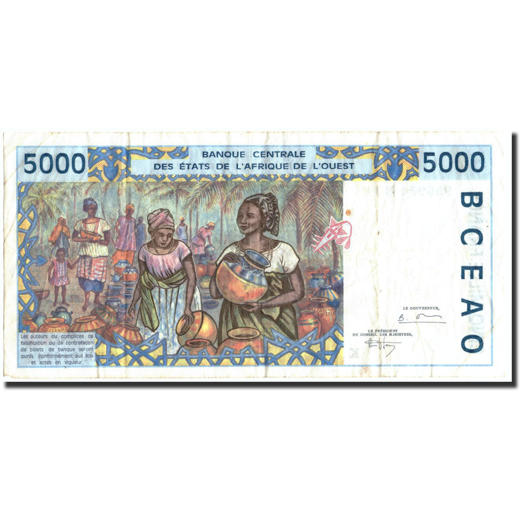 Banconote, Stati dell'Africa occidentale, 5000 Francs, 1995, KM:713Kd, 1995, MB+