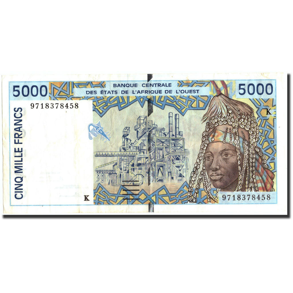 Geldschein, West African States, 5000 Francs, 1997, 1997, KM:713Kf, SS+