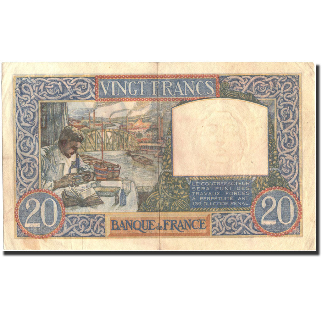 Banknote, France, 20 Francs, 1940, 1940-12-19, AU(50-53), KM:92b