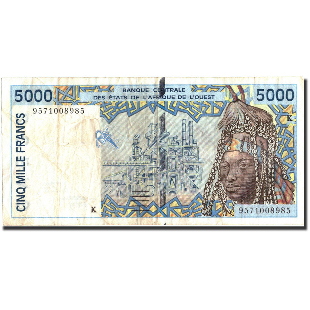 Banknote, West African States, 5000 Francs, 1995, 1995, KM:713Kd, VF(20-25)