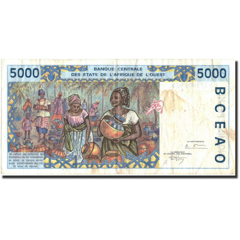 Banknote, West African States, 5000 Francs, 1995, 1995, KM:713Kd, VF(20-25)