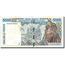 Billet, West African States, 5000 Francs, 1995, 1995, KM:713Kd, TB