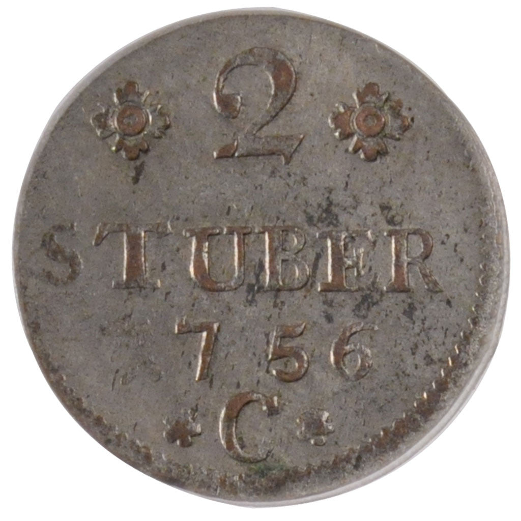 GERMAN STATES, 2 St, 1756, Cleves, KM #51, AU(50-53), Billon, 2.46