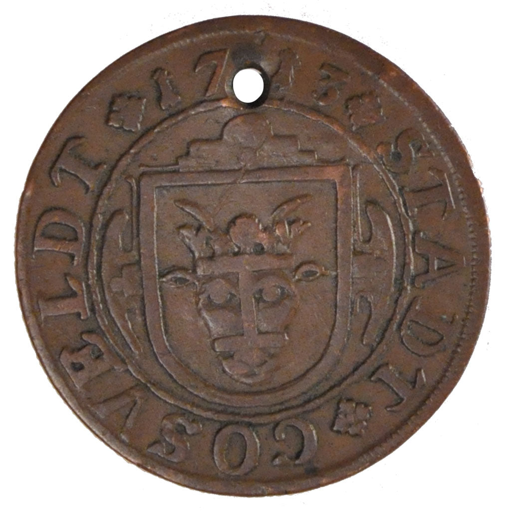 GERMAN STATES, 8 Pfennig, 1713, Coesfeld, KM #9, EF(40-45), Copper, 3.91
